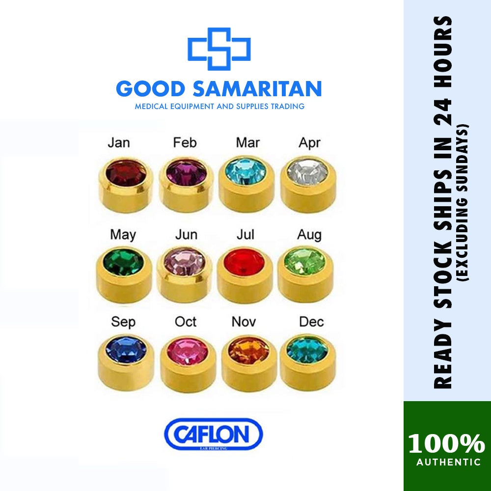 Caflon Stud Earrings Birthstone (Hypoallergenic and Sterile)