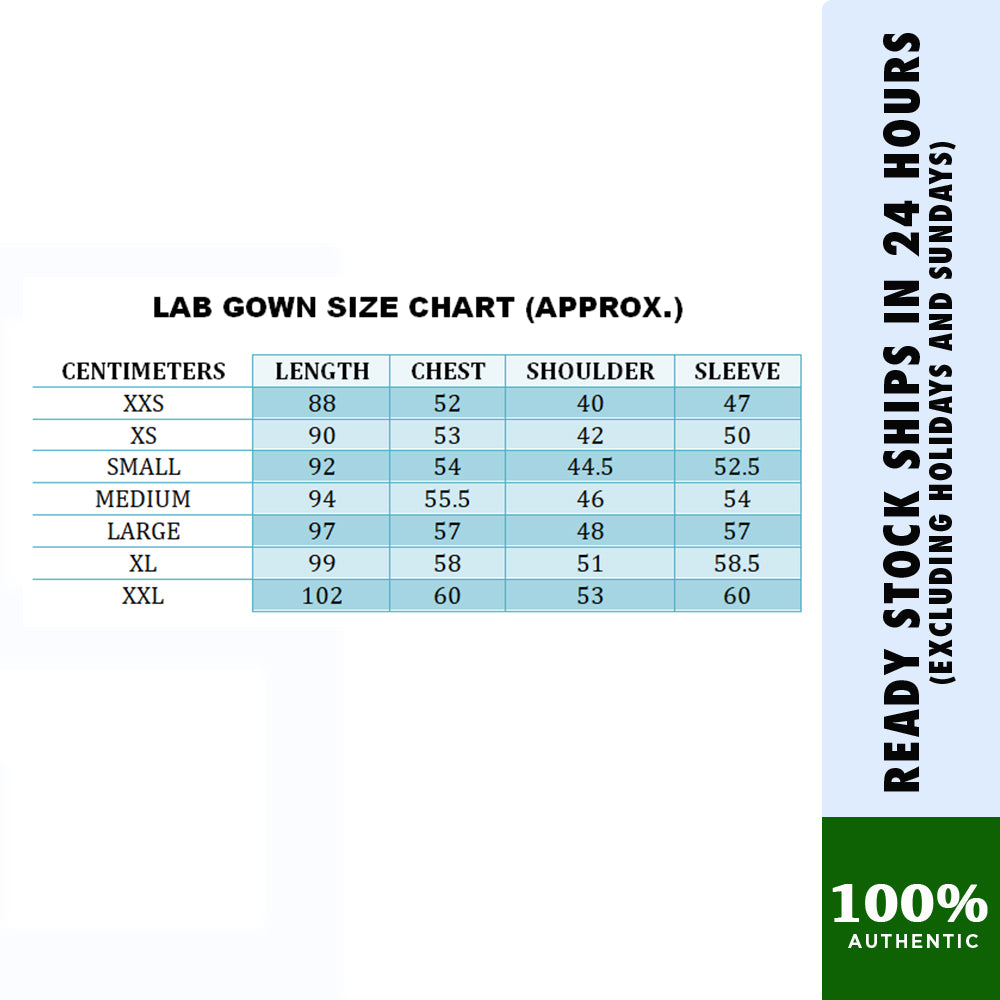 Laboratory Gown / Lab Coat Long Sleeve (Good Quality Fabric)