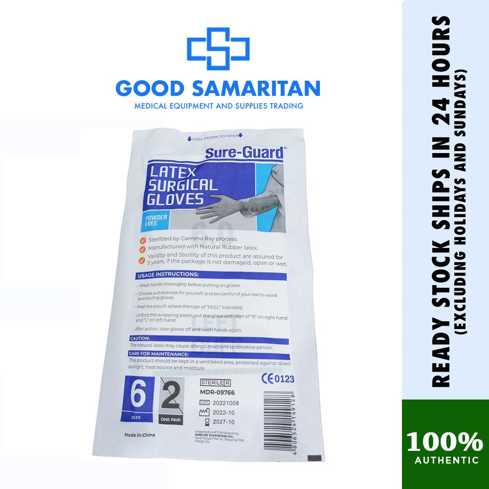 Sure-Guard Sterile Latex Gloves Size 6.0 / 6.5 / Size 7 / Size 7.5 / 8.0 Per Piece
