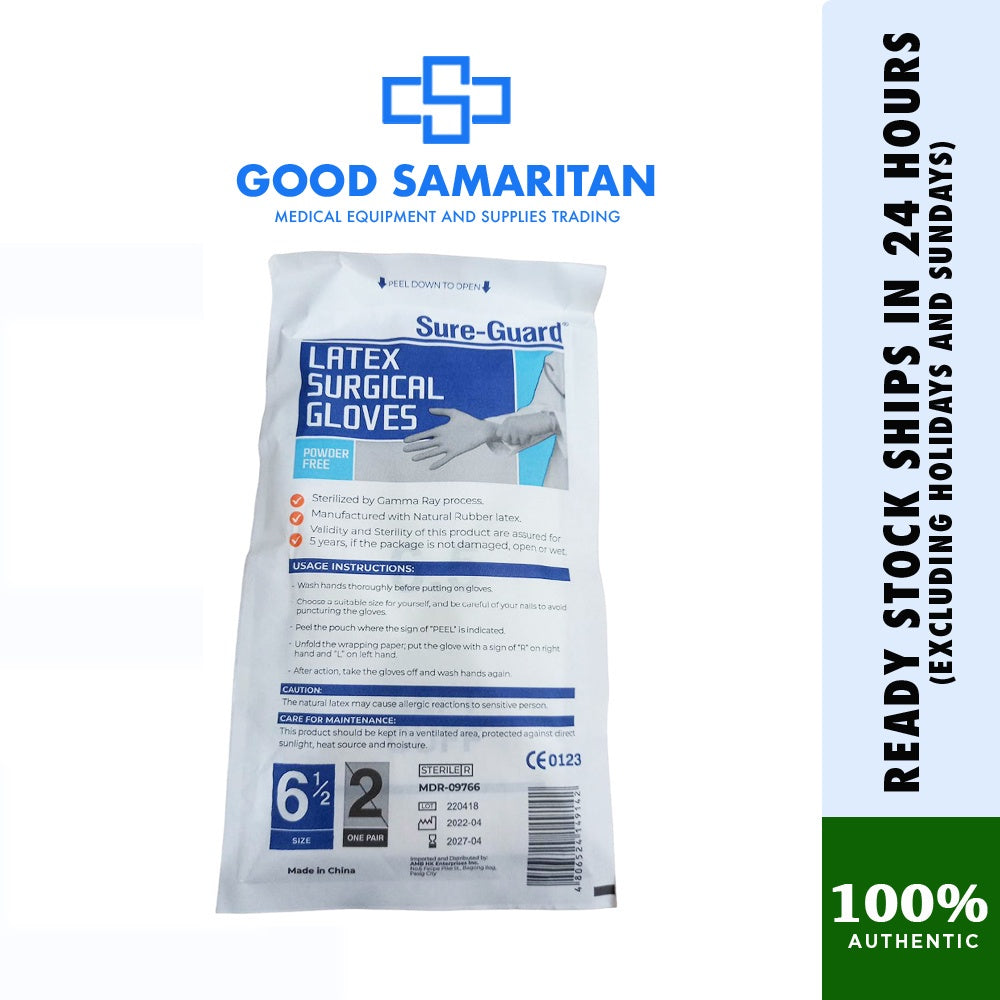 Sure-Guard Sterile Latex Gloves Size 6.0 / 6.5 / Size 7 / Size 7.5 / 8.0 Per Piece
