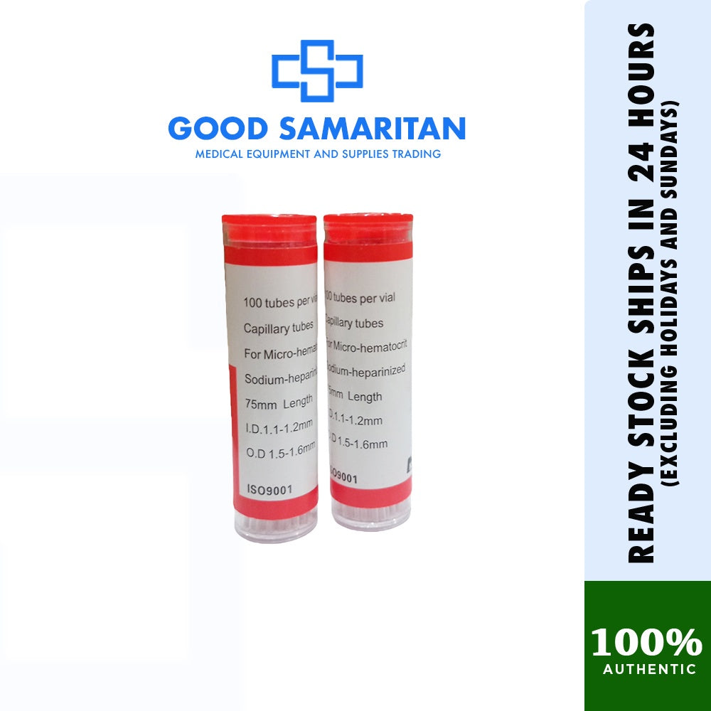 Capillary Heparinized Tube Red Tip 100pcs