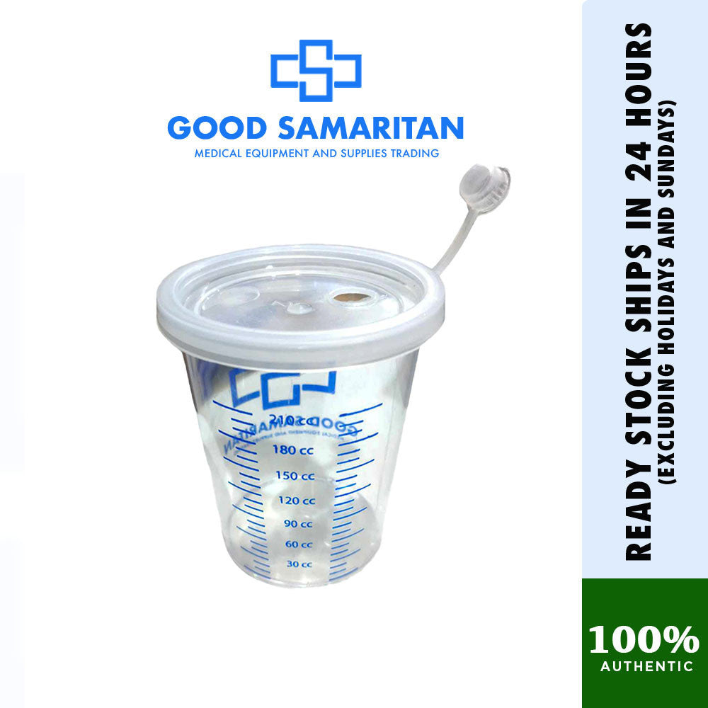 Medical Measuring Cup 210cc Plastic with Lid
