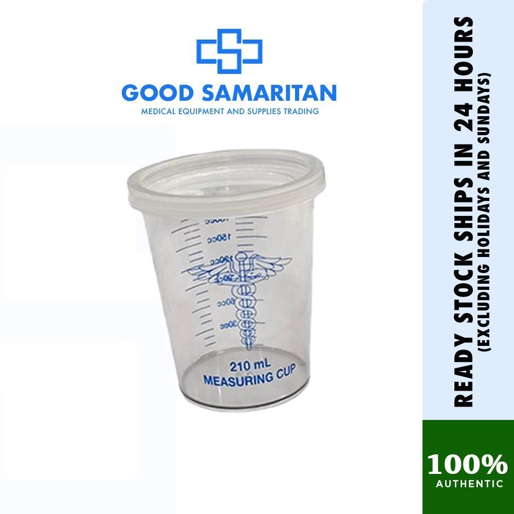 Medical Measuring Cup 210cc Plastic with Lid